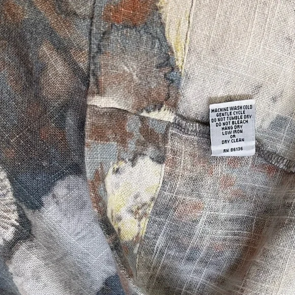 Brynn Walker Ansel Tunic Dress Burdock Blue Floral Linen Blend size S Lagenlook - Picture 10 of 16